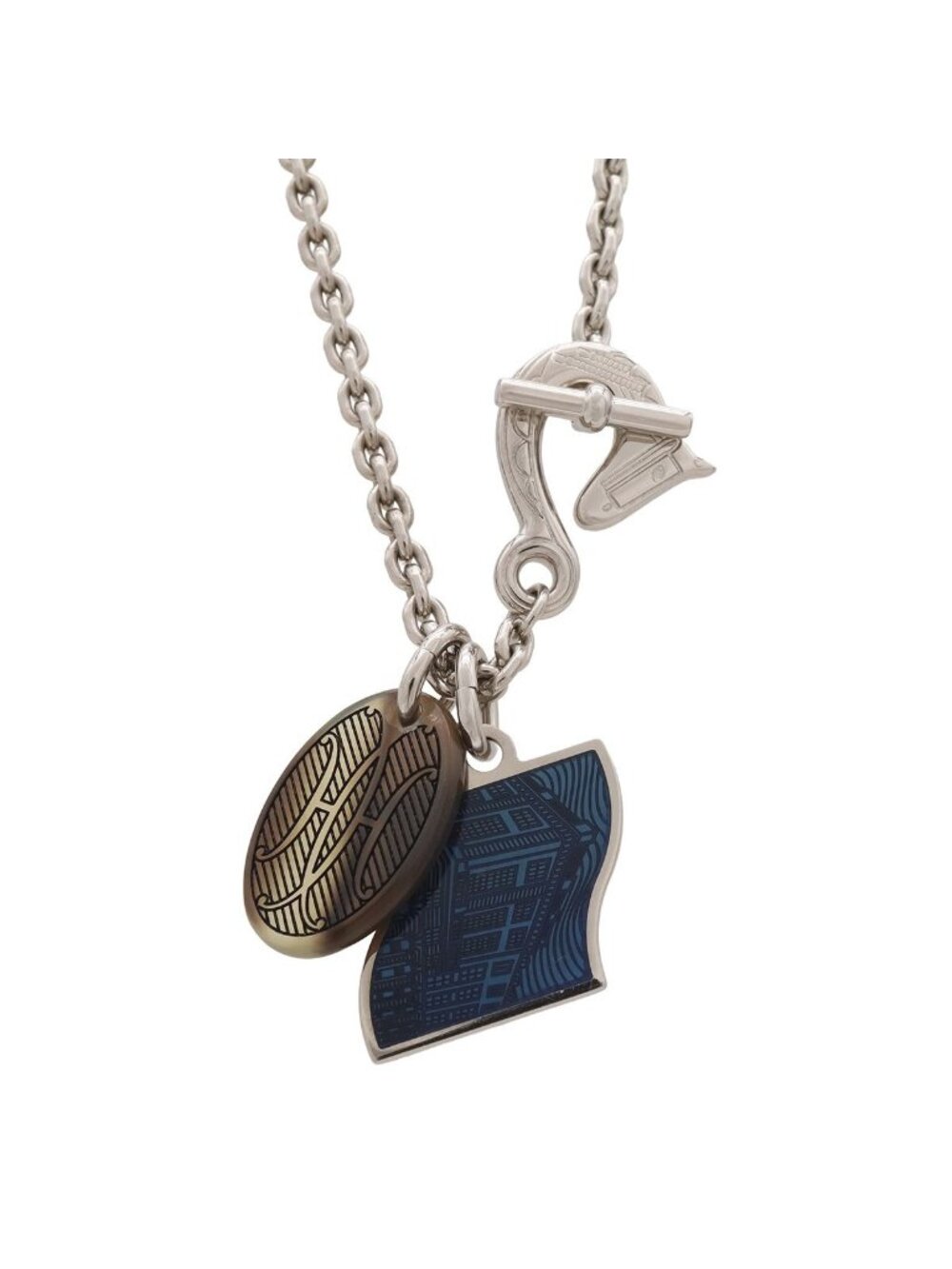 Hermes Parade Necklace Chain Buffalo Horn Lacquer Metal